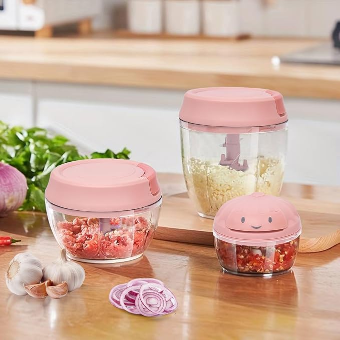 Manual Food Chopper Vegetable Cutter Onions Cutter Garlic Dicer Grinder Veggie Chopper with Container 160ML