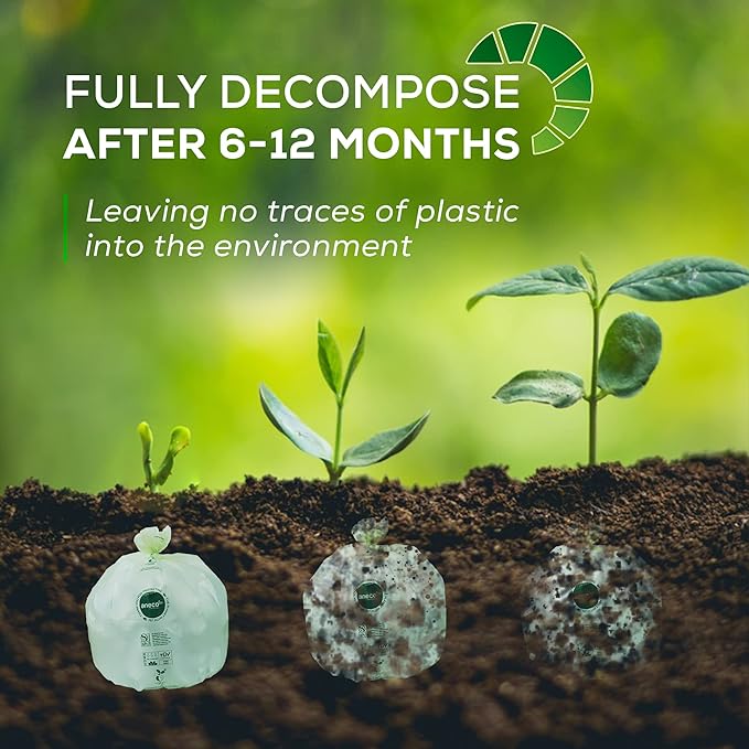 ANECO 100% Compostable Food Waste Bags 3 Gallon, 100 Count, Extra Thick Compost Bags for Countertop Bin, Small Compost Bag, Food Waste Bags with TUV OK Compost Home and BPI certified
