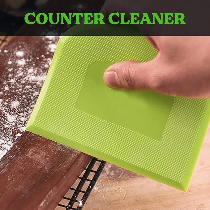 SURDOCA Dough Scraper Bench Scraper - 3P 10.6x6.7" Plastic Flexible Bowl Scraper, Sharp Edge & Angles Cake Scraper. Non-Slip Bakeware Decorating Tools Sculpting & Modeling Tools - Pure White