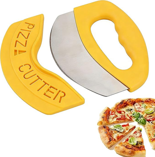 1 Pcs Pizza Cutter With Cover, Dought Scraper Pastry Pizza Tools, Sharp Food Pizzas Spatula Yellow Kitchen Accessories for Lattice Dough Food