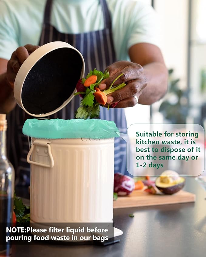 AYOTEE 100% Compostable Trash Bags, Small Compost Bags 1.3 Gallon, Small Trash Bags Compostable Bags for Kitchen Compost Bin 4.5-5 Liter, Meeting ASTM Standards Certified 125 Count