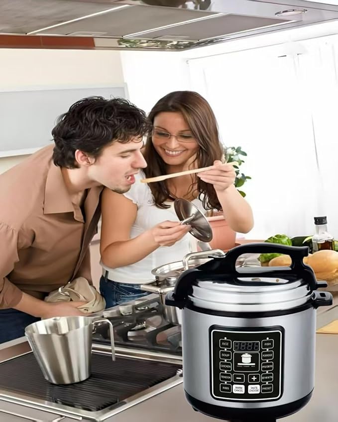 10 In 1 Electric Pressure Cooker With 24-Hour Reservation Function, Slow Cooker, Rice Cooker, Wok, Cake, Yogurt, Etc., 6 L, Stainless Steel/Black.