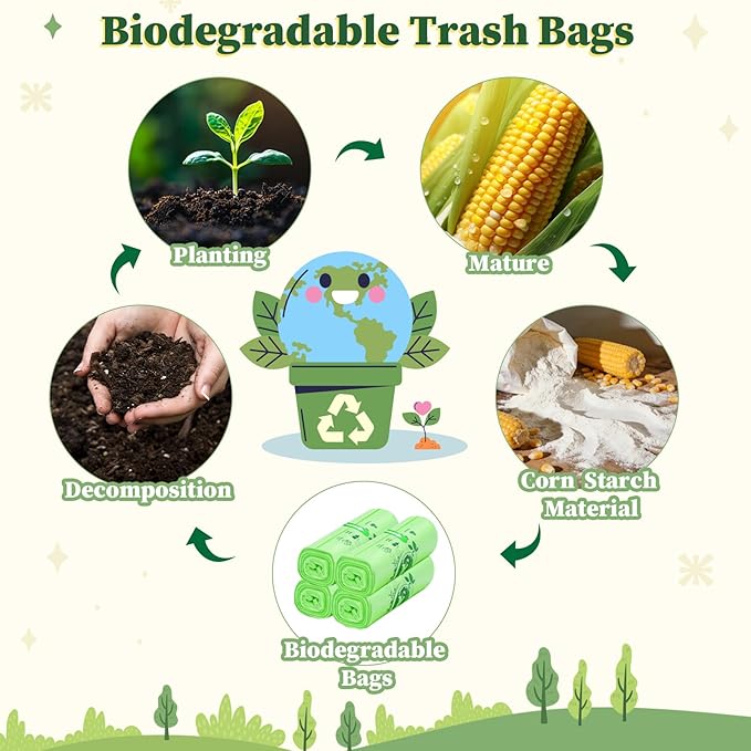 Small Trash Bags 1.2 Gallon, 120 Count Bathroom Garbage Bags, Compost Bin Liners for 1-2 Gallon Trash Can, Small Trash Bags Bathroom Strong and Tough for Kitchen Office