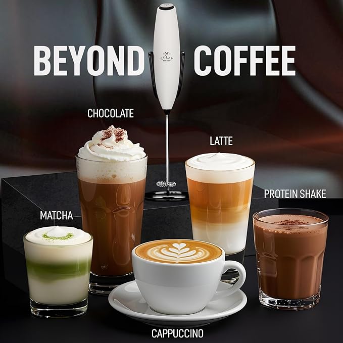 Zulay Kitchen Executive Series Luxury Gift Milk Frother with 4 Duracell Batteries – Handheld Electric Foam Maker for Coffee, Lattes & Hot Chocolate – Deluxe Finish, Ultimate Gift for Coffee Lovers