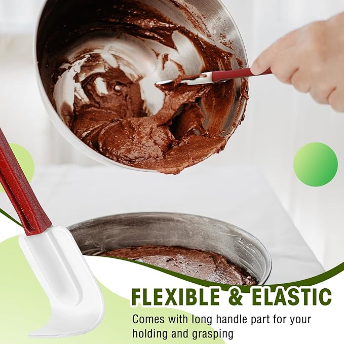 Lounsweer 2 Pcs Heat Resistant Rubber Spatula 10 Inch Commercial Silicone Spatula Scraper Set for Kitchen Use Cooking Silicone Cooking Utensils Sets