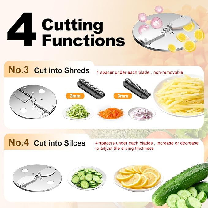 4-In-1 Electric Vegetable Chopper, 200W Vegetable Slicer Food Processor, Veggie Food Cutter With Slicing Shredding Dicing And Striping Function For Commercial Home Use