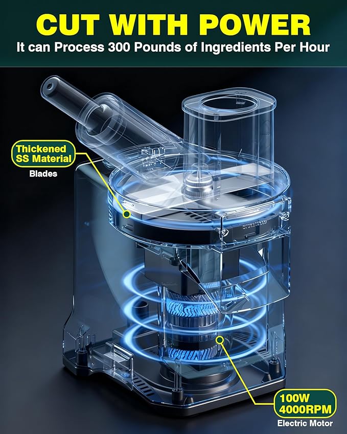 WantJoin 6 in 1 Electric Vegetable Chopper - Multifunctional Commercial Food Processor with Stainless Steel Blades for Slicing(2.5mm), Dicing(6/8/12mm), Chopping(2.5mm), Shredding