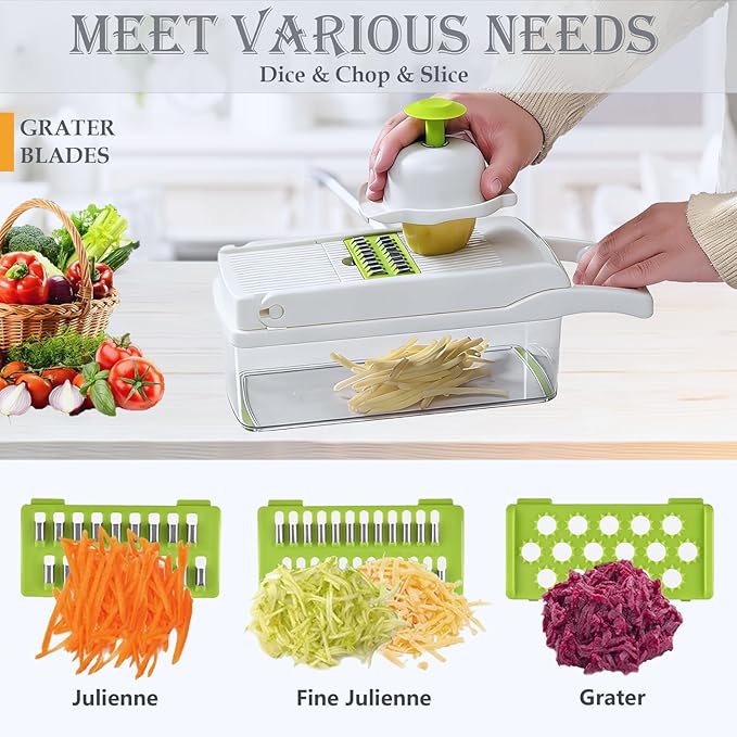 Pro-Series 16-in-1 Mandoline Slicer & Spiralizer, Veggie Chopper with Container for Onion Salad & More