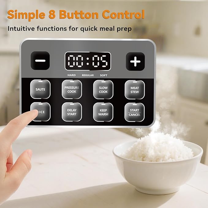 Fullwill Electric Pressure Cooker Lite, Slow Cooker, Rice, Sauté, Warmer, Olla de Presion Nonstick Pot 3 Quarts