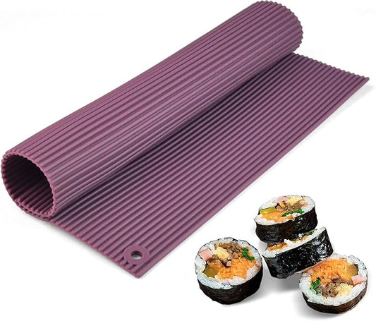 carrotez Silicone Sushi Rolling Mat, Kimbap Roller, Sushi Roller for Beginners, Non-stick Gimbap Rolling Mat, Dishwasher Safe, Kimbap Roller - Burgundy