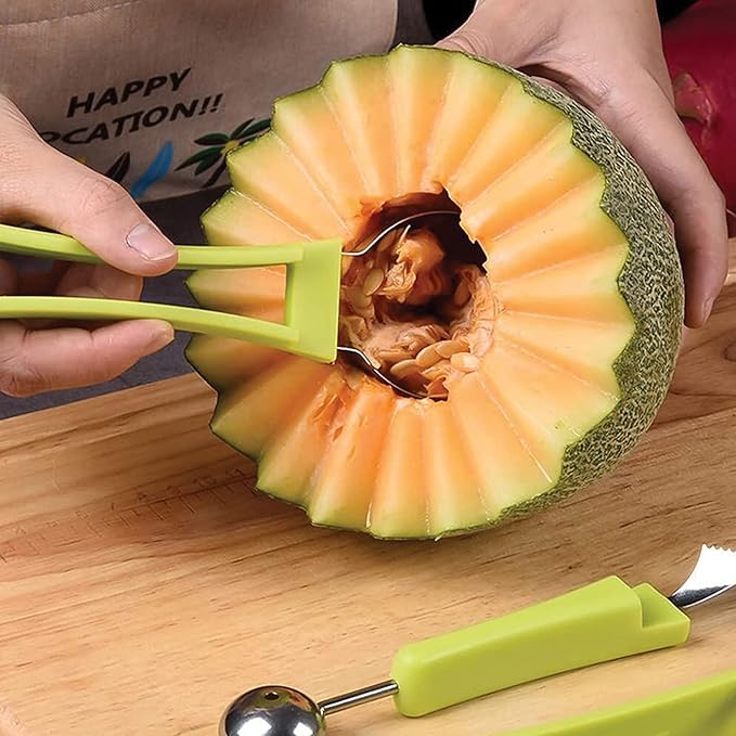 HIC Kitchen 4-in-1 Fruit Tool Set, Stainless Steel Blades
