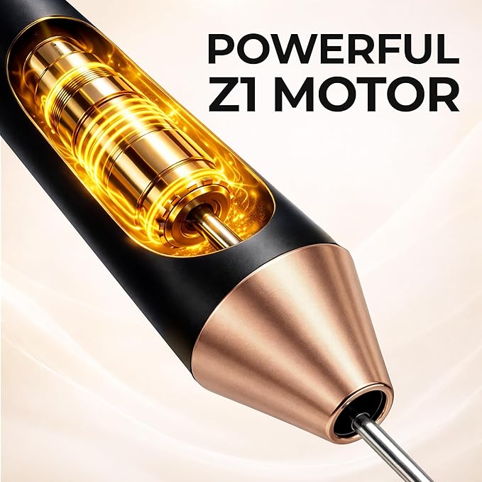 Zulay Kitchen Metal Rechargeable Milk Frother, 3 Whisk Attachments Handheld Frother Wand, 1800mAh USB-C Charging, Electric Drink Mixer for Protein, Matcha & Powders - One Charge Lasts up to 6 Months