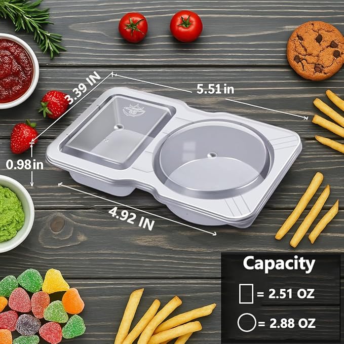 30 Sets Reusable Snack Containers Double Compartment Snackle Box Container with Lids - Leak-Proof BPA-Free Food Storage, Condiments Portion Control Dip Cups for Kids School Lunches, Meal Prep, Takeout