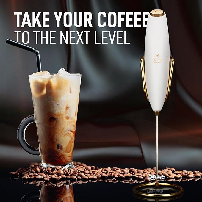 Zulay Kitchen Executive Series Luxury Gift Milk Frother with 4 Duracell Batteries – Handheld Electric Foam Maker for Coffee, Lattes & Hot Chocolate – Deluxe Finish, Ultimate Gift for Coffee Lovers