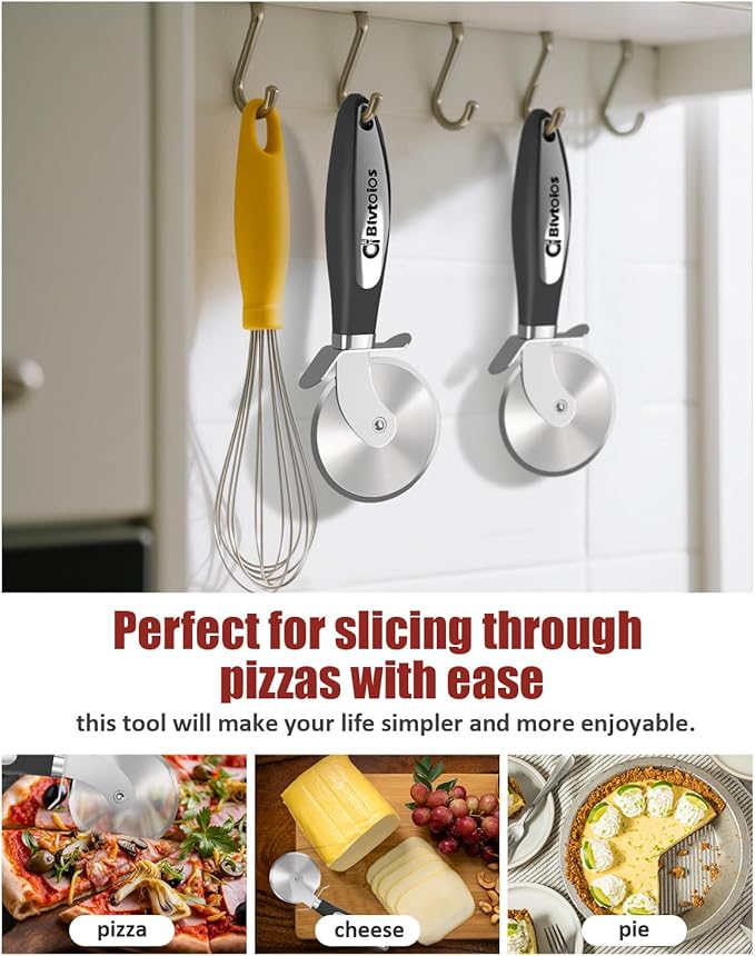Premium Pizza Cutter, Multi-Purpose Stainless Steel Pizza Cutter Wheel with Non-Slip Soft Touch Handle, Perfect for Cutting Pizza, Dough and Pastry, Dishwasher Safe