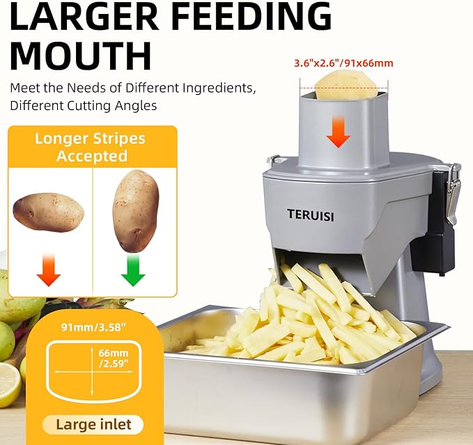 2-In-1 Electric Vegetable Dicer Strip Cutter, 200W Electric Vegetable Chopper with 4 Size Dicing Blades & Strip Cutter Blade, Food Processor Cutter Machine for Commercial & Home Use