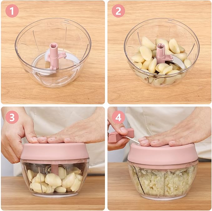 Manual Food Chopper Vegetable Cutter Onions Cutter Garlic Dicer Grinder Veggie Chopper with Container 500ML