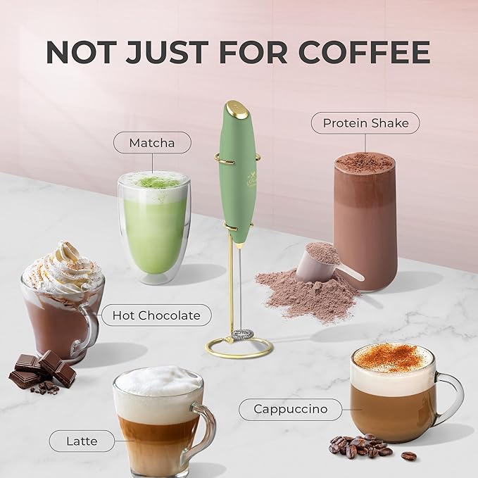 Zulay Kitchen Powerful Milk Frother Wand With 4 AA Duracell Batteries - Ultra Fast Handheld Drink Mixer - Electric Whisk Foam Maker for Coffee, Lattes, Cappuccino, Matcha & Creamer