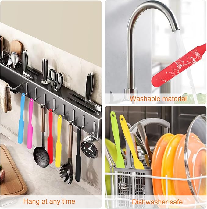 8pcs Jar Spatula,Silicone Jar Scraper with Long Handle,Jam Spreader Cake Cream Butter Spatulas, Kitchen Must Have Small Silicone Spatula, Jar Blender Waxing Sticks Large with Slant for Hard Wax