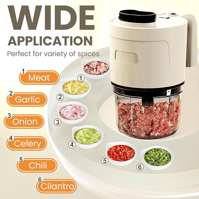 4-in-1 Waterproof Cordless Electric Vegetable Slicer Set - Handheld Electric Chopper, Garlic Chopper, Food Slicer, Hand Mixer with Blender for Chopping, Dicing and Pureeing