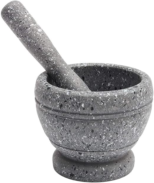 Resin Mortar and Pestle Set, Guacamole Bowl Molcajete Grinder Garlic Spices Herbs Mortar Pestle Set, Great for Guacamole Spice,Cooking Tools Supplies, Small 4.3 Inch Holds 1.5 Cups,Not Made by Stone
