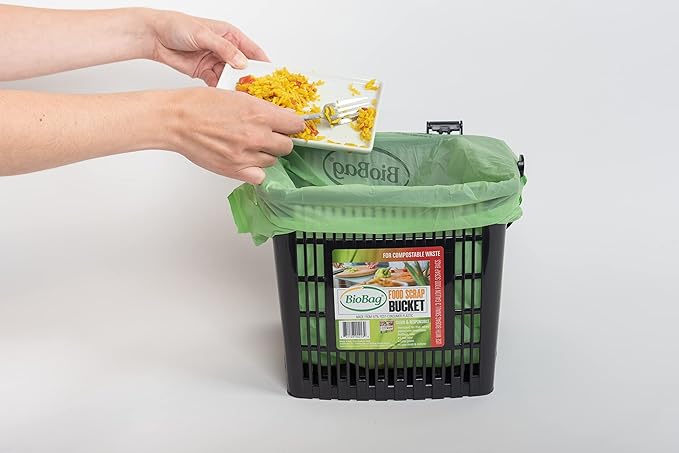 2.6 Gallon Compostable Bags with Handles by BioBag, 150 Count, BPI Certified, Meets ASTM D6400 Standards, Made in USA, Easy-Carry Kitchen Bin Liners