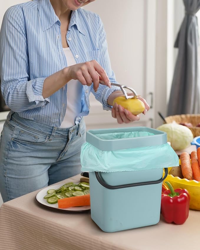 1.2 Gallon Small Trash Bags Garbage Bags, AYOTEE Mini Compostable Strong Bathroom Wastebasket Can Liners trash Bags for Home Office Kitchen fit 5L,5 Liter,1 Gal,Green