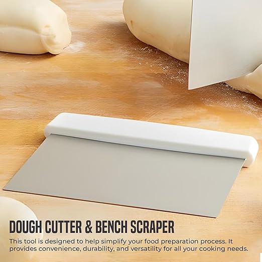 OCS Parts 6-Pack 6" Stainless Steel Dough Cutter and Bench Scraper | White Handle | Cutter for Pizza Dough, Bread, and Pastry Dough | Multipurpose Kitchen Utensil