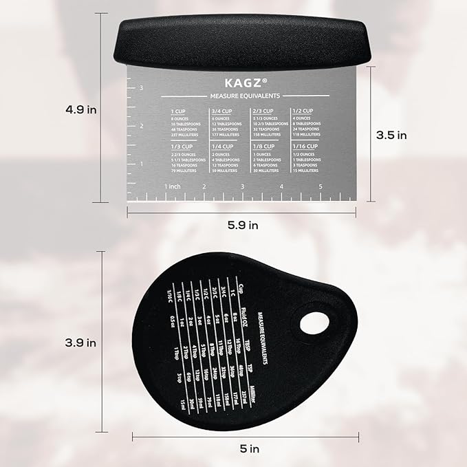 Bench Scraper & Chopper - Multifunctional Dough Scraper with Silicone Bowl Scraper, Sturdy Stainless Steel Dough Cutter for Baking, Pastry Cutter for Bread Pizza Cake with Measuring Scale