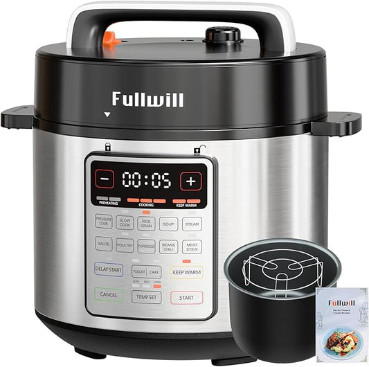 Fullwill 9-in-1 Electric Pressure Cooker(2026 Upgraded), 12 Presets Instant Multi Cooker, Olla de Presion Nonstick Pot 6 Quarts