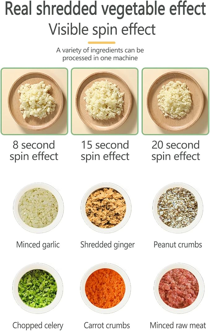 4 in 1 Handheld Electric Vegetable Cutter Set, Wireless Chopper, Garlic Mud Masher, Portable Fruit and for Garlic, Pepper, Chili, Onion, Potato, Meat (Green), 20.5X9.5X8CM/578, 21213