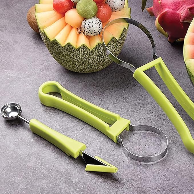 HIC Kitchen 4-in-1 Fruit Tool Set, Stainless Steel Blades