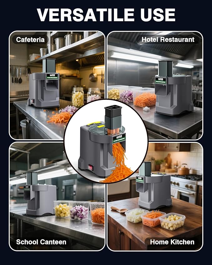 WantJoin 5-in-1 Electric Food Processor & Vegetable Chopper - Multifunctional Commercial Dicer with Stainless Steel Blades for Slicing (2.5mm), Dicing (6/8/12mm), Chopping (2.5mm), Shredding