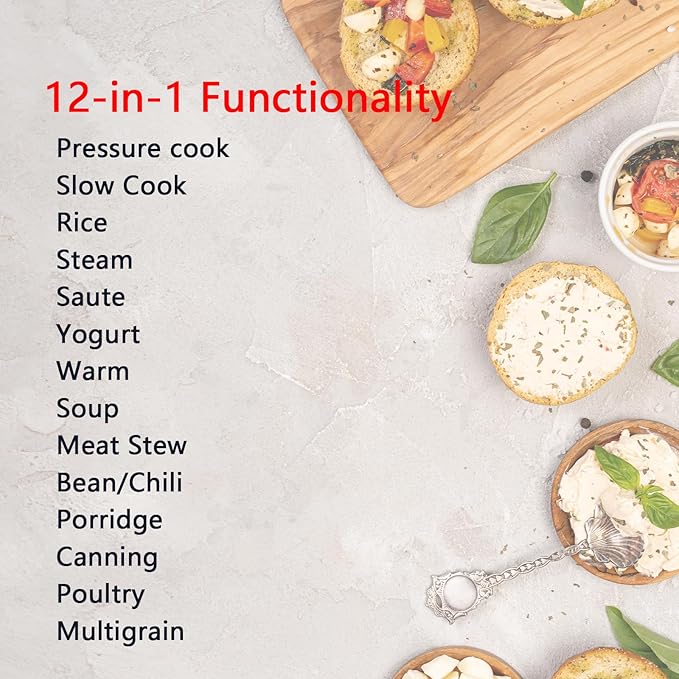 KINGBULL 12-in-1 Electric Pressure Cooker, Slow Cooker, Rice Cooker, Steamer, Sauté, Yogurt Maker & Warmer, One-Touch Programs,Support DIY,Stainless Steel/Black. (6 Quart)