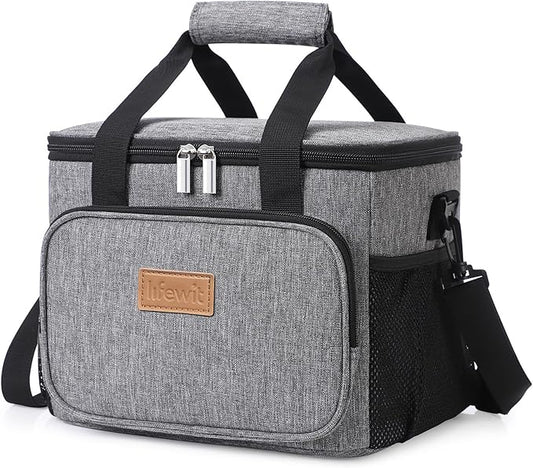 Lifewit Medium Lunch Bag Insulated Lunch Box Soft Cooler Cooling Tote for Adult Men Women, Gray 12-Can (9L)