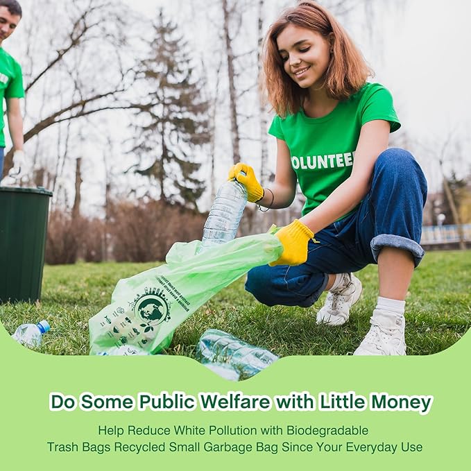 4 Gallon Trash Bags: 120 Count Small Garbage bags, Compost Waste Bag Strong Trash Can Liners Unscented for Bathroom Kitchen Bedroom Office Green