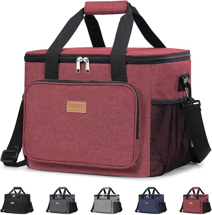Lifewit Large Lunch Bag Insulated Lunch Box Soft Cooler Cooling Tote for Adult Men Women, Burgundy 40-Can (24L)