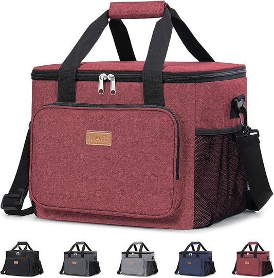 Lifewit Large Lunch Bag Insulated Lunch Box Soft Cooler Cooling Tote for Adult Men Women, Burgundy 40-Can (24L)