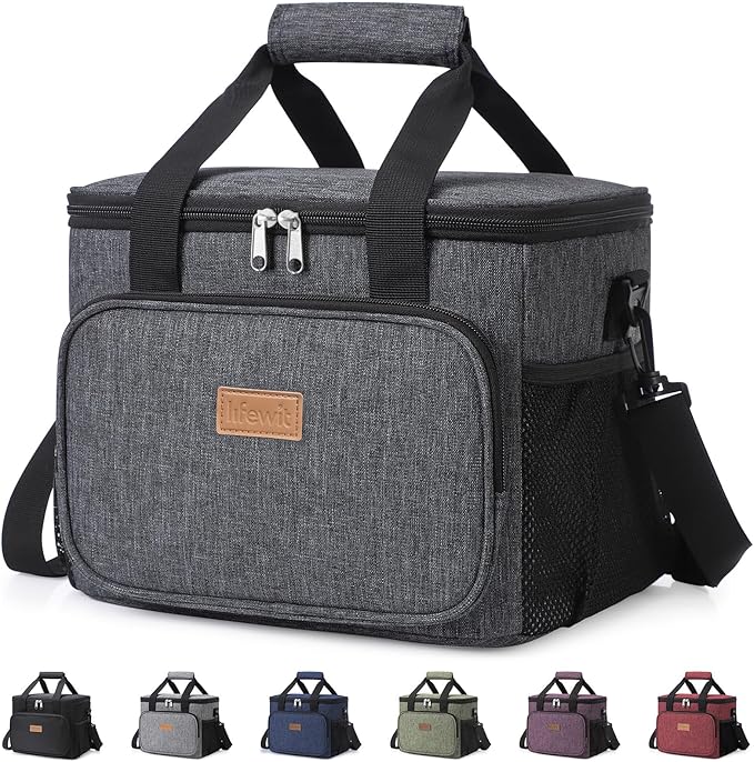 Lifewit Large Lunch Bag Insulated Lunch Box Soft Cooler Cooling Tote for Adult Men Women, Dark Gray 24-Can (15L)