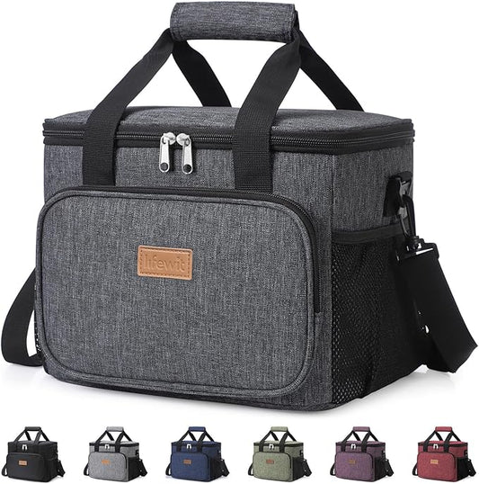 Lifewit Large Lunch Bag Insulated Lunch Box Soft Cooler Cooling Tote for Adult Men Women, Dark Gray 24-Can (15L)