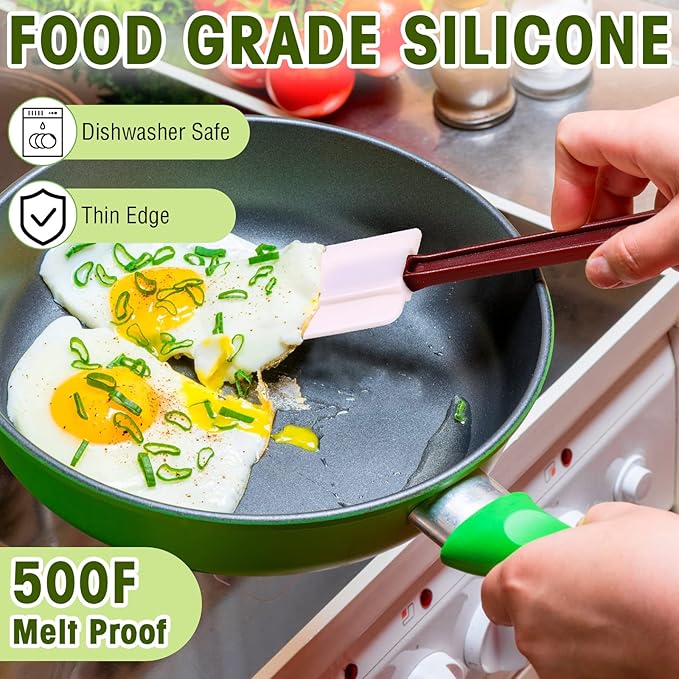 Lounsweer 2 Pcs Rubber Spatula Heat Resistant Silicone Spatula Scraper 10 Inch 14 Inch Commercial Baking Spatulas Set for Kitchen Use Cooking Silicone Cooking Utensils Sets