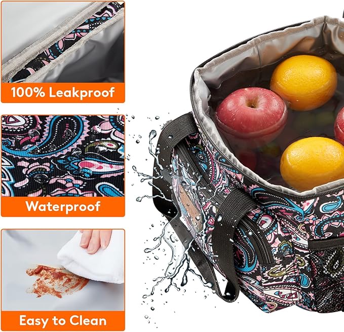 Lifewit Medium Lunch Bag Insulated Lunch Box Soft Cooler Cooling Tote for Adult Men Women, Paisley 12-Can (9L)
