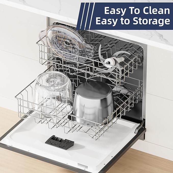 Electric Food Processor Vegetable Chopper, Easy Clean Meat Grinder with 2 Bowls (8 Cup Stainless Steel+8 Cup Glass), Small Food Mixer for Fruits/Meat/Nuts/Fish/Veggie/Pet Food/Baby Food