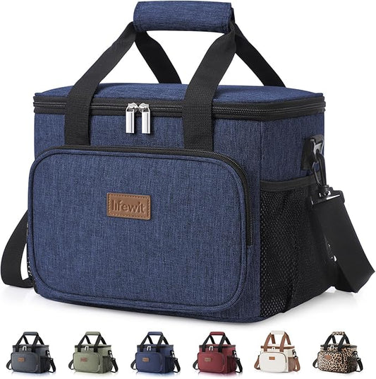 Lifewit Large Lunch Bag Insulated Lunch Box Soft Cooler Cooling Tote for Adult Men Women, Dark Blue 24-Can (15L)