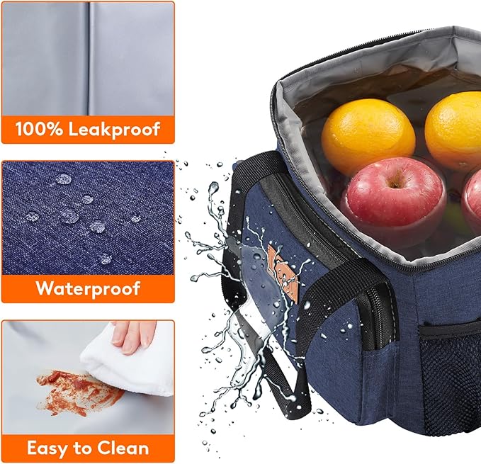 Lifewit Medium Lunch Bag Insulated Lunch Box Soft Cooler Cooling Tote for Adult Men Women, Dark Blue 12-Can (9L)
