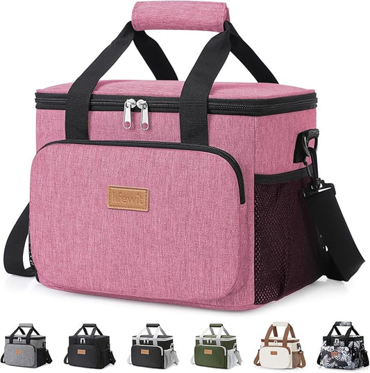 Lifewit Medium Lunch Bag Insulated Lunch Box Soft Cooler Cooling Tote for Adult Men Women, Pink 12-Can (9L)