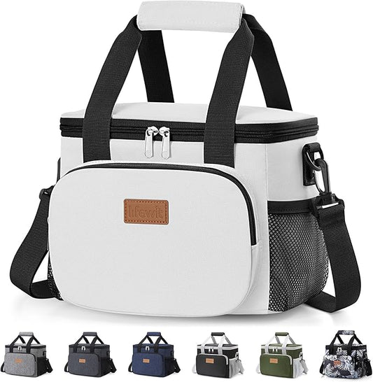 Lifewit Medium Lunch Bag Insulated Lunch Box Soft Cooler Cooling Tote for Adult Men Women, Sliver Gray 12-Can (9L)