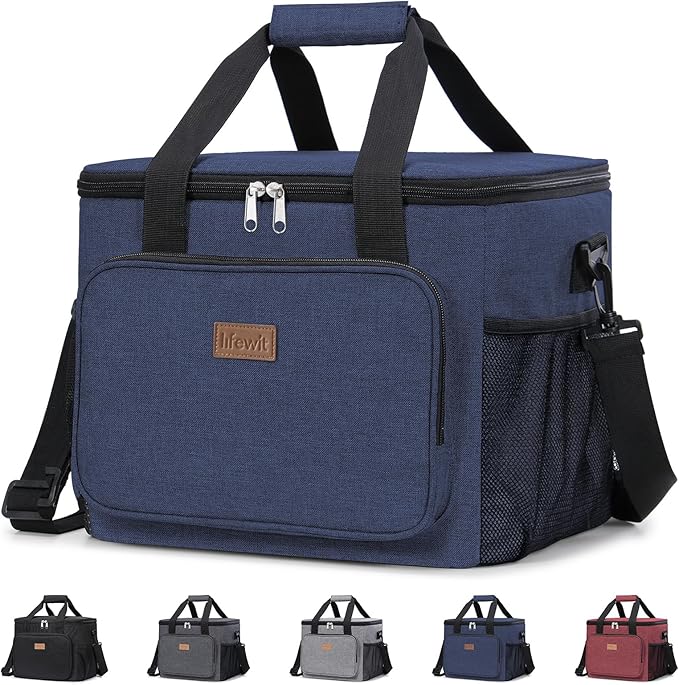 Lifewit Large Lunch Bag Insulated Lunch Box Soft Cooler Cooling Tote for Adult Men Women, Dark Blue 40-Can (24L)