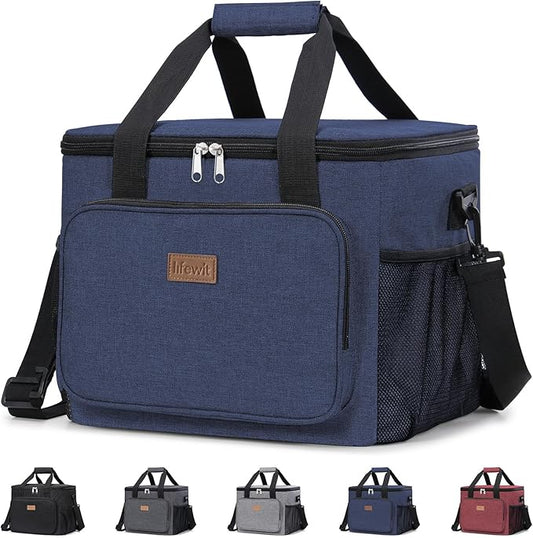 Lifewit Large Lunch Bag Insulated Lunch Box Soft Cooler Cooling Tote for Adult Men Women, Dark Blue 40-Can (24L)