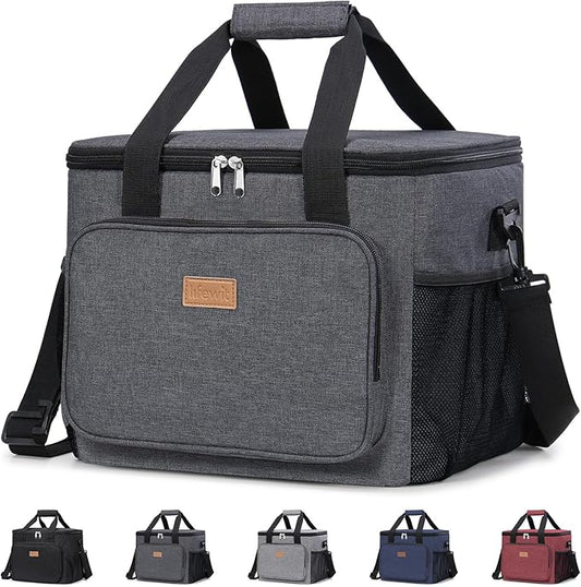 Lifewit Large Lunch Bag Insulated Lunch Box Soft Cooler Cooling Tote for Adult Men Women, Dark Gray 40-Can (24L)